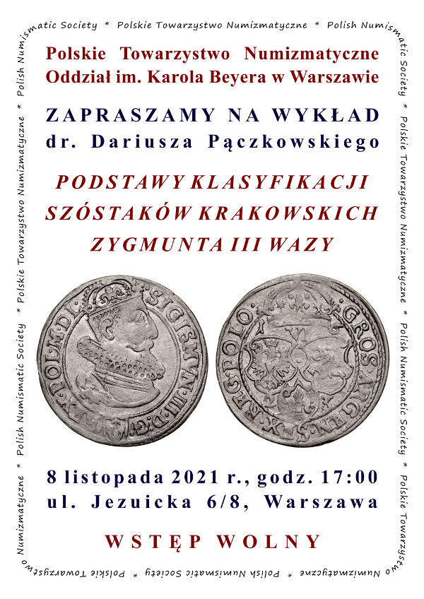 Wykład dr Dariusza Paczkowskiego - klasyfikacja szóstaków Zygmunta III Wazy